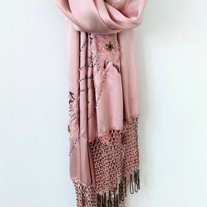 SUE- WONG Shawl LIGHT ROSE with hint of Mauve NWT